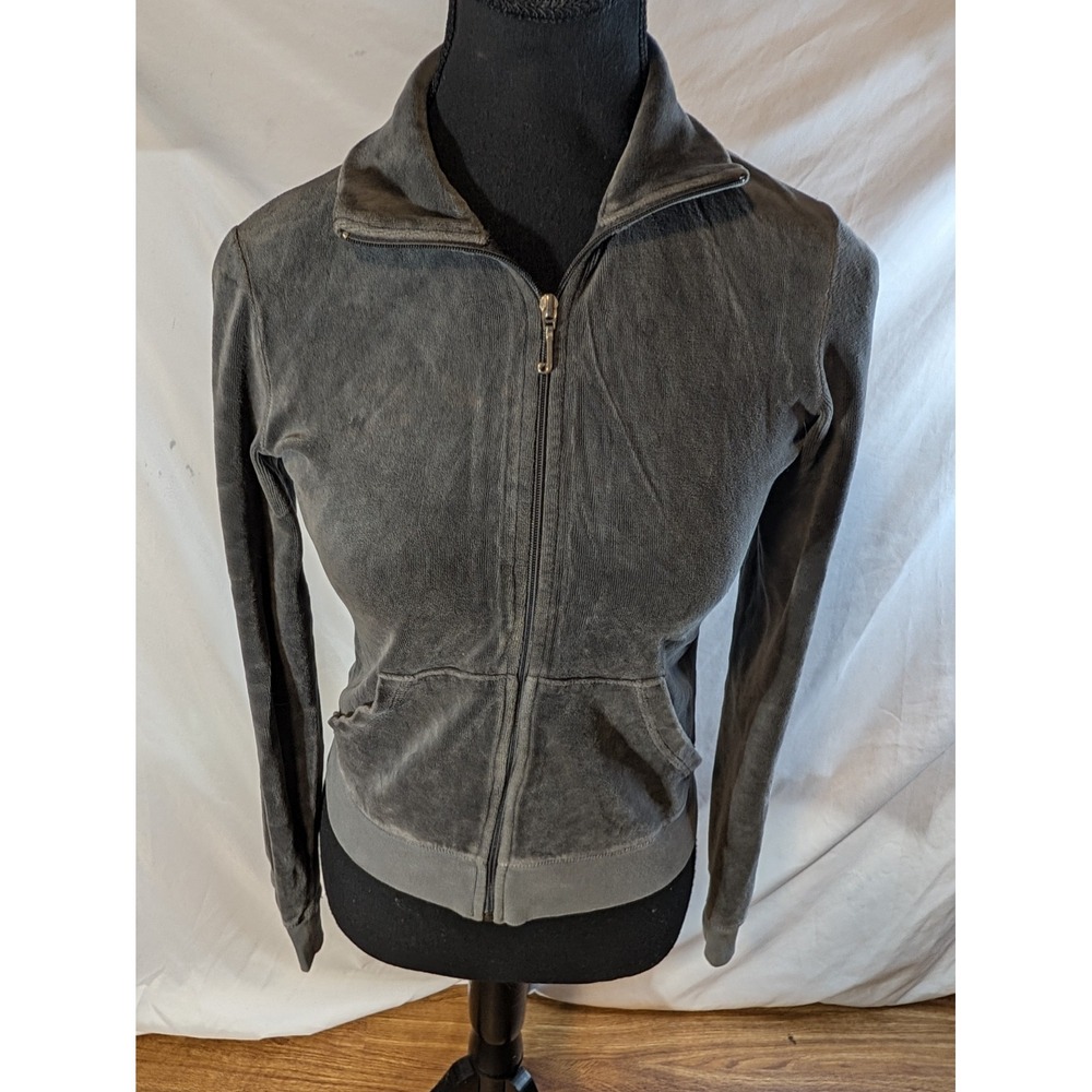 Vintage Juicy Couture Size Small Gray Velour Full Zip Jacket